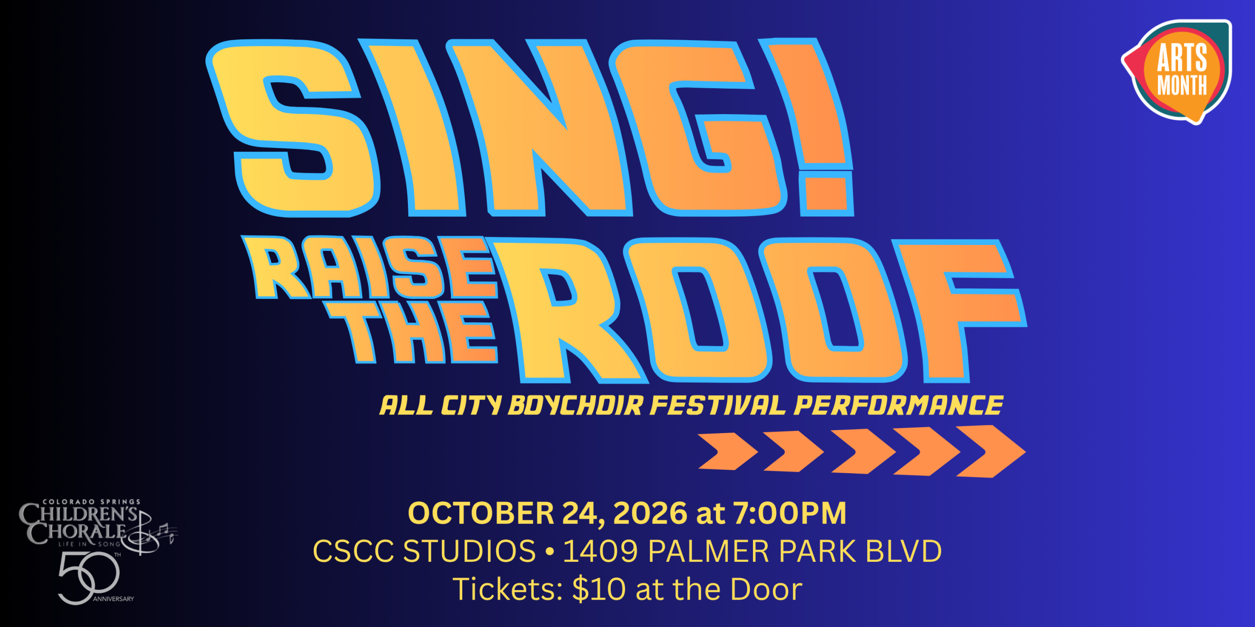 Colorado Springs Children's Chorale - Sing! Raise The Roof. October 24, 2026.
